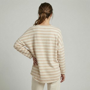 Pull décontracté d'été pour femme, col en V large, rayé, style marin, 100% coton - Product Image 2