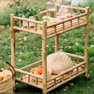 Carrito de bambú hecho a mano con ruedas, estilo de granja natural, carrito de bar para fiesta al aire libre, cocina, uso en hotel, venta al por mayor, Vietnam - Product Image 4