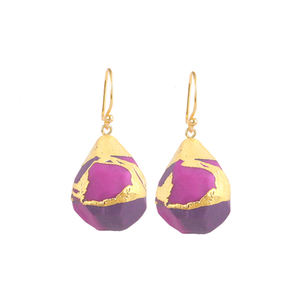 Hot Sell Mohave Purple <b>Copper</b> Turquoise Handmade Teardrop Earrings 24k Gold Plated Ear Wire Drop Dangle Earrings Party Wear Gift - Product Image 1