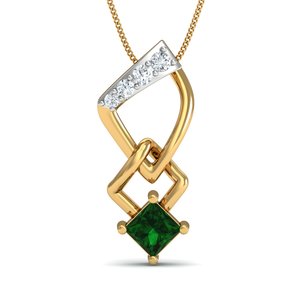 Boho Geometric Interlocking Green Zircon Brass Pendant 18k Gold Plated Dainty Wholesale Pendant For Women - Product Image 1