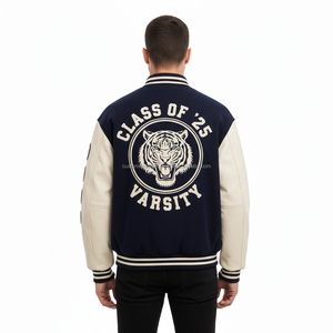 Blouson universitaire vintage décontracté pour homme, coupe ajustée, style Letterman, coupe-vent, essentiels d'été, 100 % laine brodée - Product Image 4