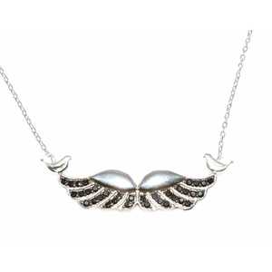 Collar de Plata de Ley 925 con Alas de Ángel y Periquito, Símbolo Religioso Cristiano para Regalo - Product Image 3