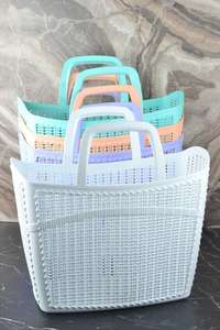 Cesta de Compras de Playa de PP con Asas, Reutilizable, Ecológica, Libre de BPA, Organizador de Almacenamiento de Estilo Moderno para Piscina, Compras y Picnic - Product Image 6