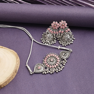 GS Pink Flower Round <b>Choker</b> for Party Occasions - Product Image 1