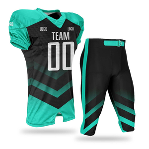 Uniforme de football américain personnalisé, maillot et pantalon, noir, aqua, turquoise dégradé, col en V, tenue d'équipe, vêtements de sport personnalisés, vente en gros - Product Image 4