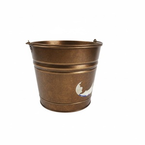 Seau en métal finition cuivre antique, jardinière en métal, seau décoratif en métal, conteneur de jardin intérieur/extérieur, décoration à prix abordable - Product Image 1