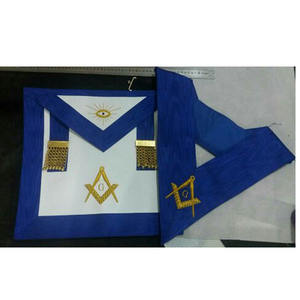 Maçonnique passé maître tablier brodé à la main et chaîne collier violet velours nouveau artisanat maçonnique MM maître maçons tablier de haute qualité - Product Image 6