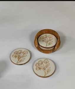 Dessous de verre en noyer Dessous de verre en bois Tasse en noyer Dessous de verre Ensemble de 6 pièces pour table en bois Cuisine en bois - Product Image 3