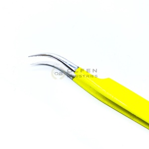 Kit d'extension de cils jaune néon de marque privée avec pince à cils en acier inoxydable miroir de cils à pointe fine - Product Image 5