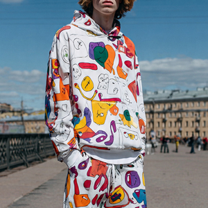 Oversized Sublimation <b>Jogger</b> Set <b>Men</b> Wide Legs 500 GSM Sublimated Tracksuit <b>Mens</b> Pullover Printed Hoodie Baggy Fleece Trouser - Product Image 3