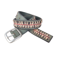 Ceinture en cuir de buffle vintage artisanale unisexe avec boucle à barre centrale en laiton massif, design perforé, largeur 40 mm, cuir véritable