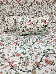 Custom Made 100% Cotton Bedsheets in Different Designs & Various Sizes in Big Flower Designed on White Base <b>Fabric</b>. - Product Image 4