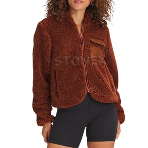 Bombardier Sherpa pour femmes décontracté hiver poche poitrine ourlet élastique et poignets vestes polaires - Product Image 3