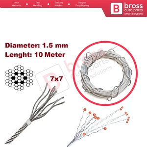 สายเคเบิลซ่อมชุดมอเตอร์กระจกหน้าต่างรถยนต์ BWR5472-1  ลวดสลิงเหล็ก 7x7 เส้นผ่านศูนย์กลาง: 1.5 มม. ความยาว: 10 เมตร - Product Image 5