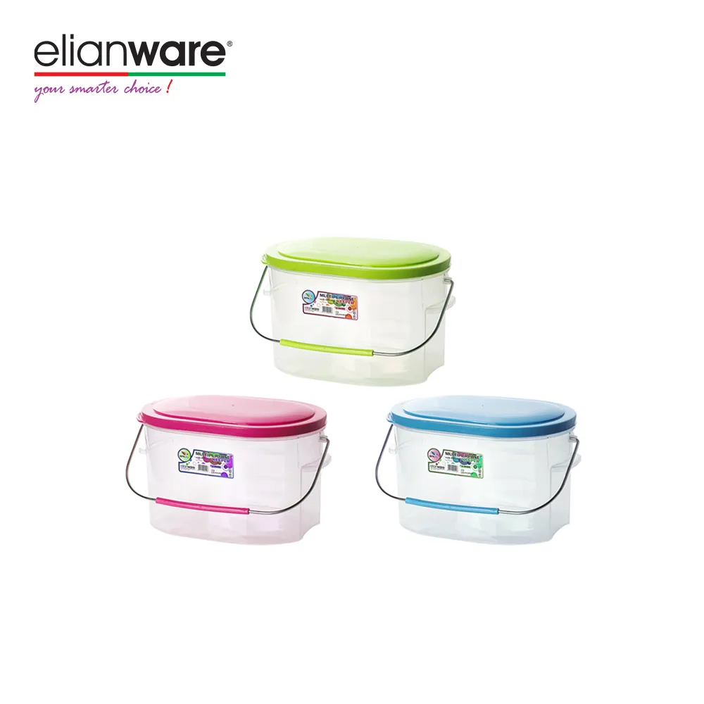 Elianware ภาชนะเก็บอาหารพลาสติกทรงวงรีกว้างเป็นมิตรต่อสิ่งแวดล้อมพร้อมด้ามจับยาวโปร่งใสอเนกประสงค์