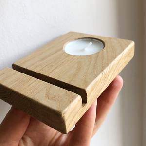 Porte-bougie en bois avec support en verre, alliant magnifiquement la chaleur du bois naturel à l'élégance du verre - Product Image 3