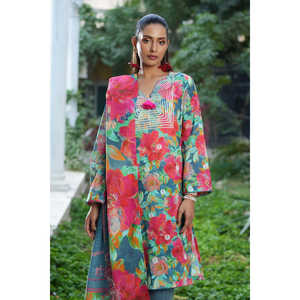 Conjunto de traje Khaddar estampado de 3 piezas para mujer SD-62016 - Product Image 3