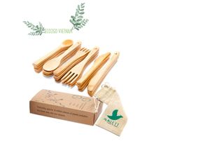 ชุดช้อนส้อมทำจากไม้ไผ่ออร์แกนิกสำหรับ100% กล่องของขวัญประกอบด้วยช้อนส้อมมีดตะเกียบฟางทำจากเวียดนามสำหรับเป็นของขวัญ - Product Image 3