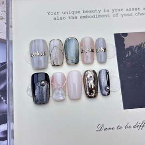 <span class=keywords><strong>Faux</strong></span> <span class=keywords><strong>ongles</strong></span> longs en acrylique de haute qualité, design luxueux, réutilisables, imprimés à la main, <span class=keywords><strong>ongles</strong></span> artificiels faits à la main - Product Image 1