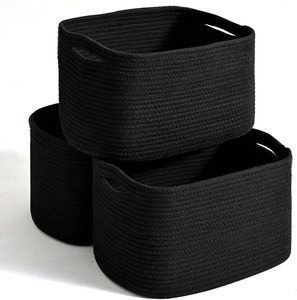Ensemble Premium de 3 Paniers en Macramé Noir Panier Bohème Parfait pour Organiser les Essentiels et la Décoration Intérieure Vente en Gros en provenance d'Inde - Product Image 2