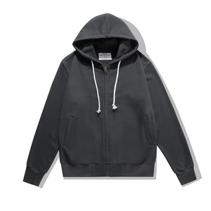 Sweat-shirt à capuche pour homme en molleton épais de coton de haute qualité, fermeture éclair intégrale, couleur unie, décontracté, automne-hiver - Product Image 4