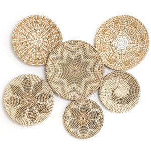 Art mural en fibre de paille tissée, différents motifs, art mural en herbe de mer, articles de décoration intérieure à prix bas - Product Image 6