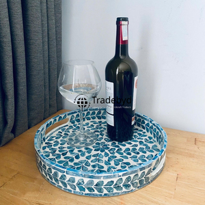 Bandeja de incrustaciones de nácar Tradebyd, bandeja de servicio decorativa hecha a mano para mesa de comedor y sala de estar - Product Image 1