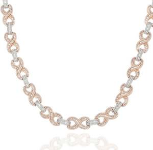 Collar de Plata con Cadena de Eslabones Infinitos y Diamantes de Imitación CZ de 15 mm, Estilo Baguette, Personalizado - Product Image 3