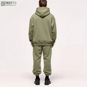 Sudadera con capucha y pantalones de chándal unisex para hombre, conjunto con logotipo personalizado bordado 100% algodón francés Terry de talla grande, chándal - Product Image 2