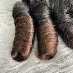 Produit populaire Extension de cheveux Cheveux à la vapeur Bouncy Curl Weft Bundle En stock Couleur naturelle Pas de perte Genius Weft - Product Image 4