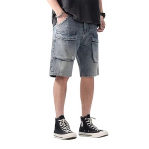 Nueva llegada moda tendencia 2025 verano Casual hombres pantalones cortos Jeans sueltos media cintura Streetwear recto 100% algodón sólido - Product Image 5