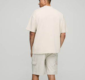 T-shirt en coton pour homme, taille américaine, à épaules tombantes, respirant, avec logo brodé, imprimé graphique, lourd, en molleton de luxe - Product Image 5