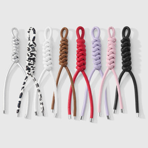Fashionable Sweet Multi-color Handmade Woven Leather Rope Decoration DIY Keychain Accessory Bag Hanging Pendant Ornament