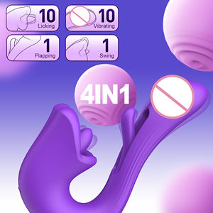 4-in-1 Vibrador wasserdicht leise G-Punkt Sexspielzeug für Erwachsene mit lecken und flattern der Zunge Rose Sexspielzeug <span class=keywords><strong>Dildo</strong></span> vibrator für Frauen - Product Image 2