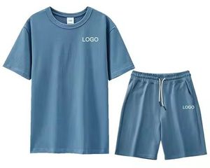 Conjunto de 2 Piezas de Camiseta de Manga Corta y Pantalones Cortos Vintage para Hombre con Estampado Digital - Product Image 2