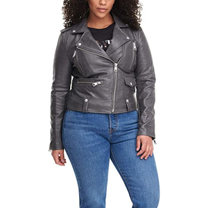 Chaqueta de Motociclista de Cuero Sintético para Mujer, Talla Grande, con Cierre y Bolsillos, Elegante, Cómoda, Corte Favorecedor, Mangas Desmontables - Product Image 3