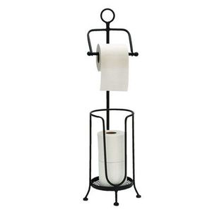 Porte-papier toilette en métal de style vintage avec finition dorée pour salle de bain et toilettes - Product Image 4