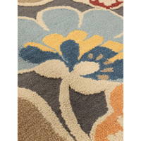 Hochwertiger Handgetufteter Woll-/Seidenteppich mit Modernem Mehrfarbigem Blumenmuster, Mittelhohem Flor, Luxuriös, Rutschfest, Gepolstert und Antimikrobiell