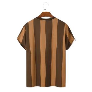 Camisetas personalizadas OEM con diseño de rayas para hombre, camiseta informal ligera con logotipo personalizado, 100% poliéster, corte holgado, CP-M-TS-04 - Product Image 2