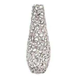 Vase en fer de conception florale argentée de qualité supérieure, personnalisé, vase décoratif moderne pour table et sol, pour la décoration de la maison et de l'hôtel - Product Image 3