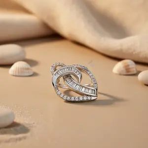 Pendentif en argent 925 pour femme avec zircone cubique en forme de cœur, plaqué or rose, pendentifs en rhodium, bijoux cadeau - Product Image 1