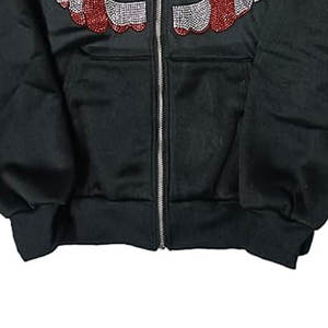 Logo personnalisé fermeture éclair prix usine Oem Services 2025 sweat à capuche femme surdimensionné avec strass scintillant - Product Image 5