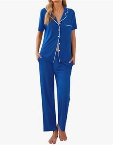 ชุดนอนผ้าซาตินทอแบบลำลองของผู้หญิงชุดนอนขนาด XS-2XL มีกระเป๋า, ชุดนอนลดขนชุ่มชื้น - Product Image 6