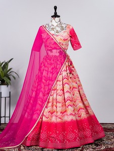 Dernier exclusif Wedding Wear Designer Look élégant Chinon Lehenga Choli avec Dupatta Crochet travail fournisseur de l'Inde - Product Image 6
