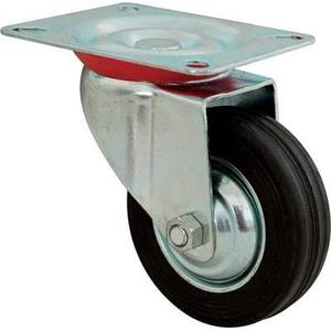 MANO A/GALVANIZADA/RUEDA HORQUILLA GIRATORIA GOMA NEGRA 200X50 135X105 - Product Image 1