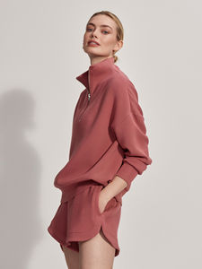 Sudadera con cremallera de cuarto de precio barato de alta calidad para mujer, de algodón 100% Material, parte superior ligera, logotipo personalizado - Product Image 5