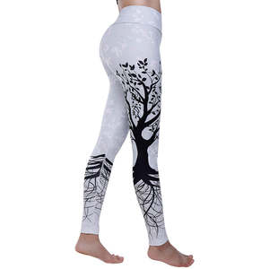 Mallas de gimnasio de cintura alta personalizadas para mujer, pantalones de Yoga transpirables de talla grande, diseño de sublimación Sexy, tela de punto informal - Product Image 1