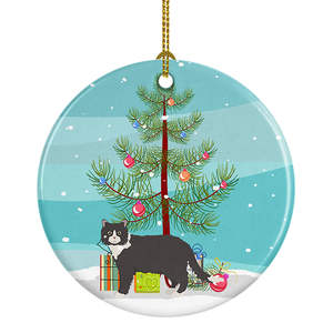 Adorno Navideño de Cerámica con Forma de Gato Poodle, Elegante Adorno Festivo con Diseño de Gato - Product Image 1