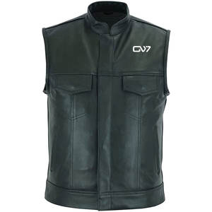 Chaleco de cuero negro para hombre de primera calidad, chaqueta sin mangas de aspecto desgastado, adecuado para montar y usar al aire libre - Product Image 1