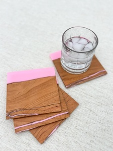 Posavasos de piedra y resina de perlas blancas elegantes, Juego de vasos hechos a mano para decoración del hogar, Regalos especiales y estilo de mesa - Product Image 3